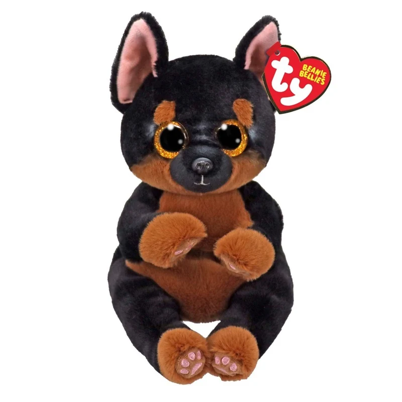 TY Beanie Bellies Doberman Dog Plush, Fritz, 1 Count