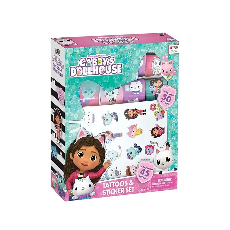 Gabby's Dollhouse Tattoos and Sticker Set, 1 Count