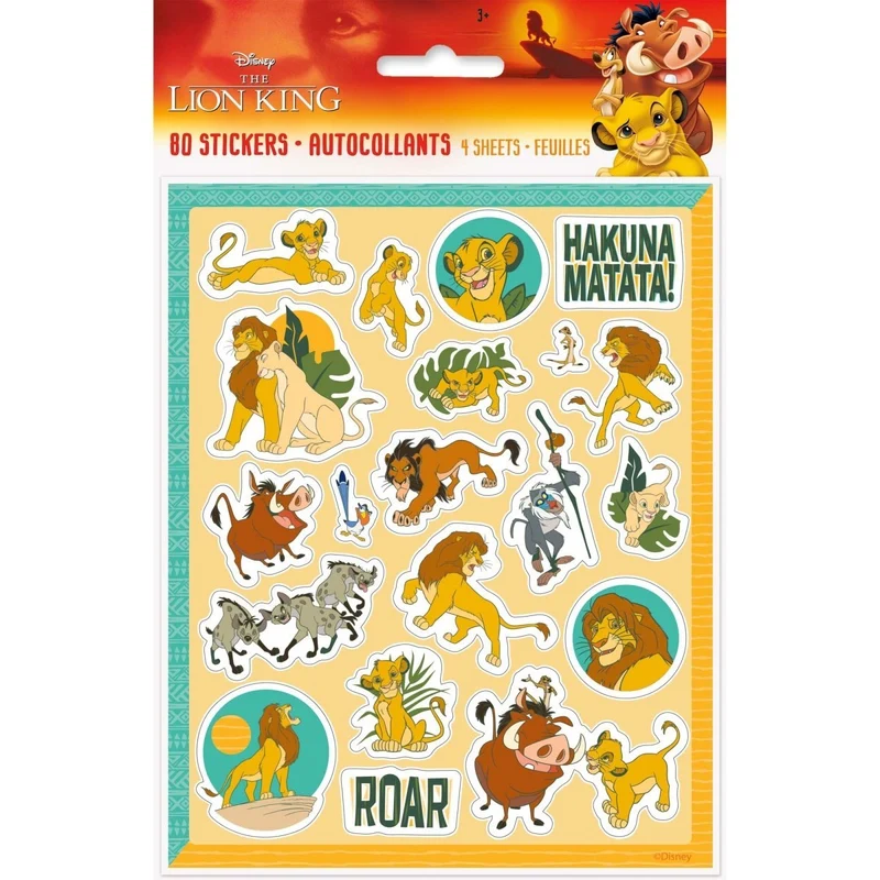 Disney Lion King Sticker Sheet Favours, 4 Count