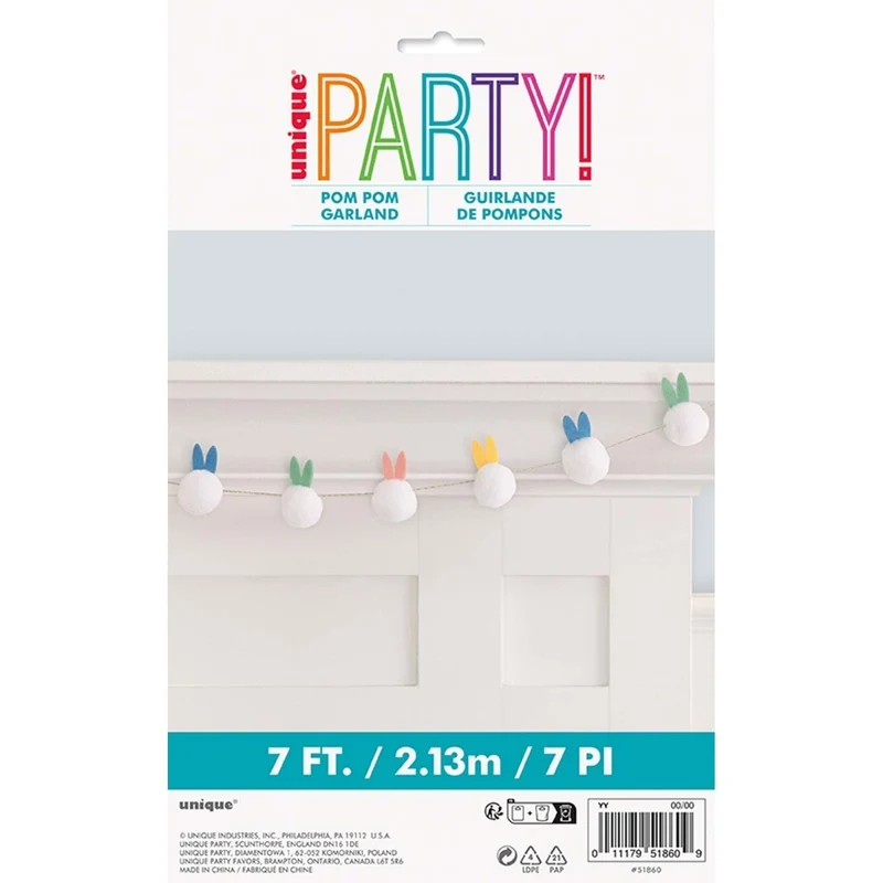 Dainty Easter Pompoms Garland, 1 Count