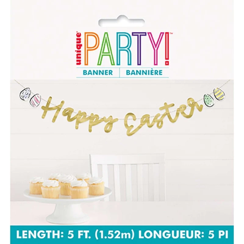 Dainty Easter "Happy Easter" Banner, 1 Count