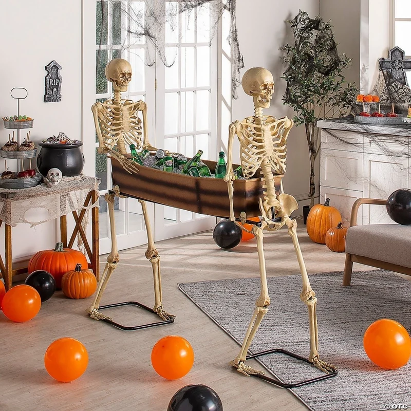 Poseable Skeletons Carrying Coffin Halloween Decoration, 47 Inches, 1 Count