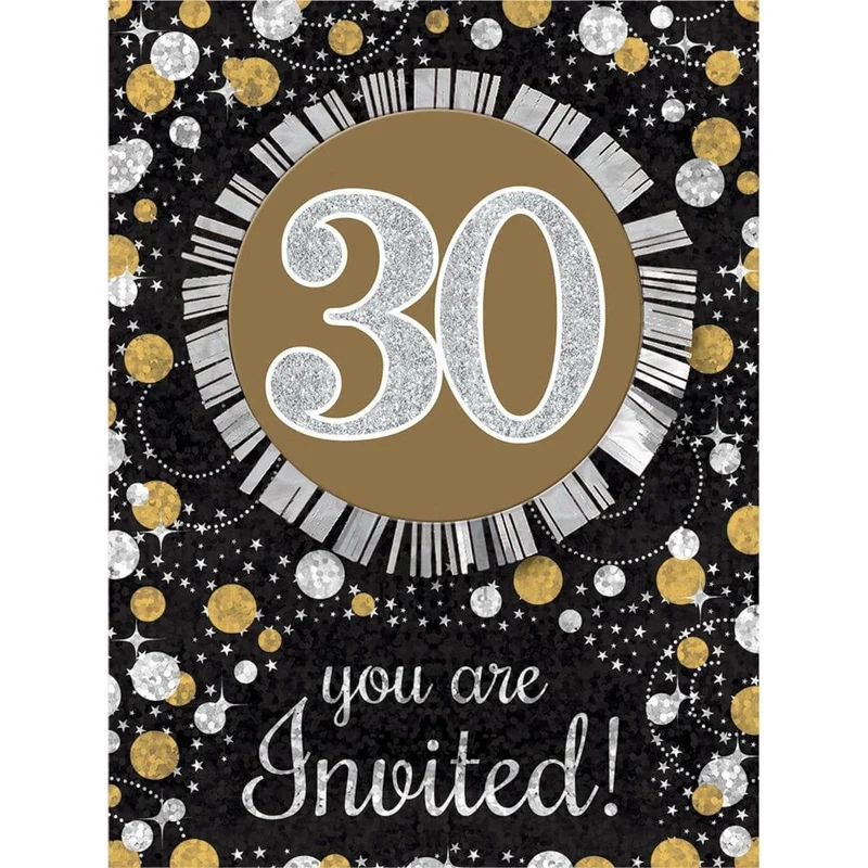 30th Sparkling Celeb - Invitations 6x8 In. 8/pkg.