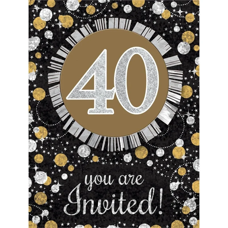 40th Sparkling Celeb - Invitations 6x8 In. 8/pkg.
