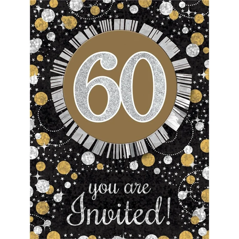 60th Sparkling Celeb - Invitations 6x8 In. 8/pkg.