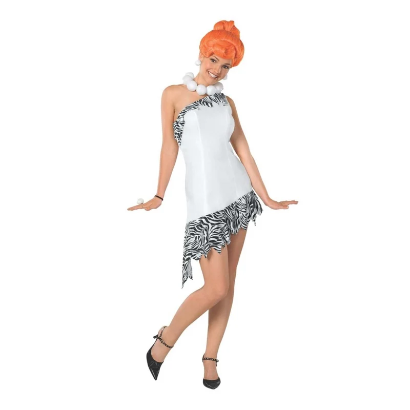 Wilma Costume for Adults, The Flintstones, White Dress