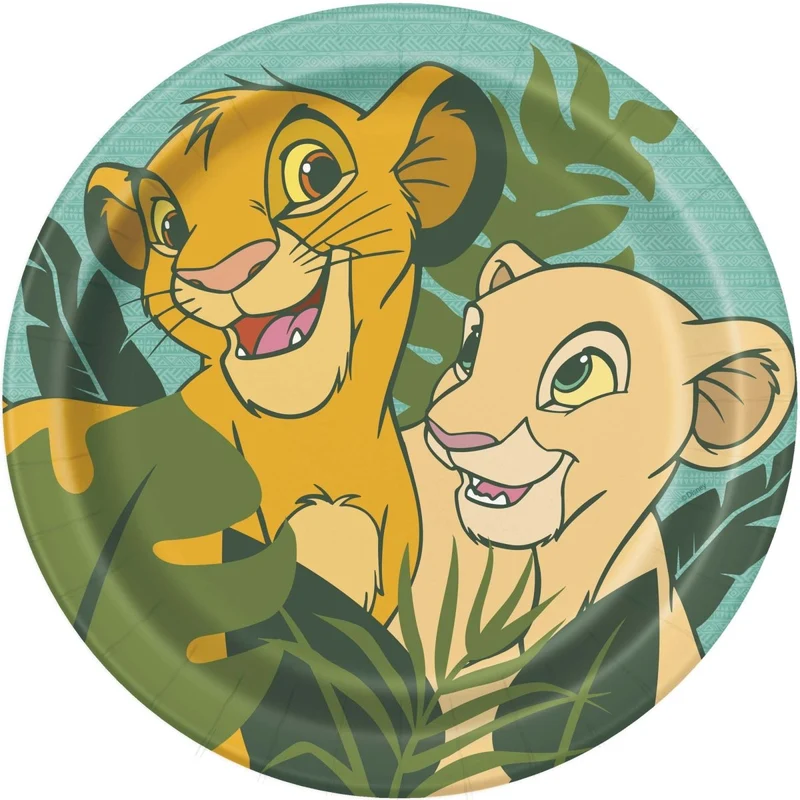 Disney Lion King Birthday Large Round Lunch Paper Plates, 9 Inches, 8 Count