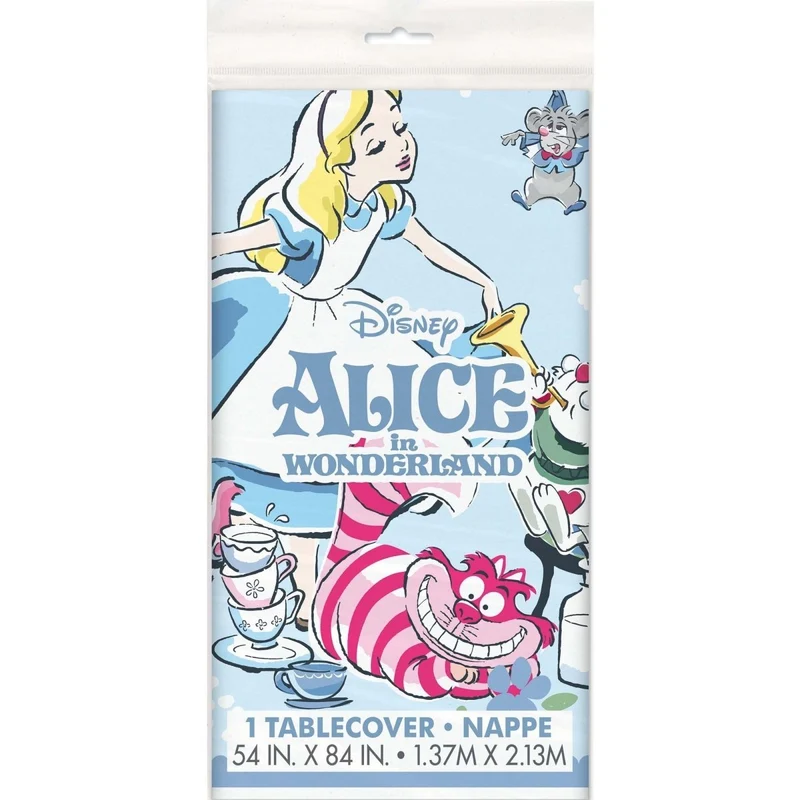 Alice in Wonderland Birthday Rectangular Plastic Table Cover, 54 x 84 Inches, 1 Count