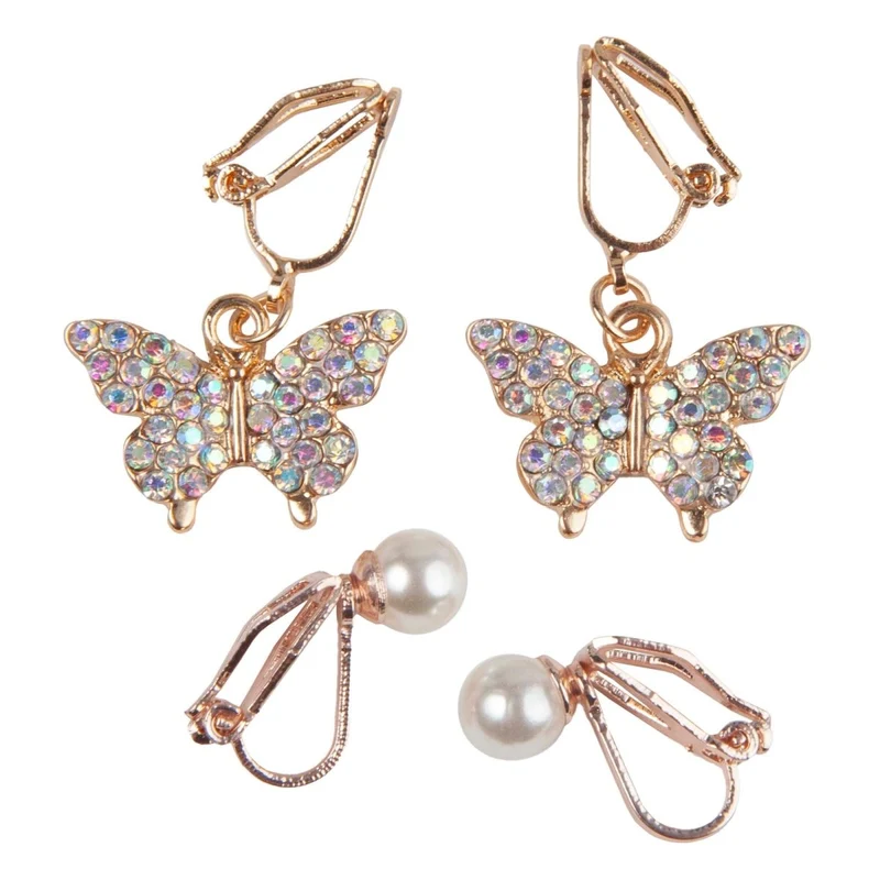 Boutique Butterfly Clip on Earrings for kids , 2 Count