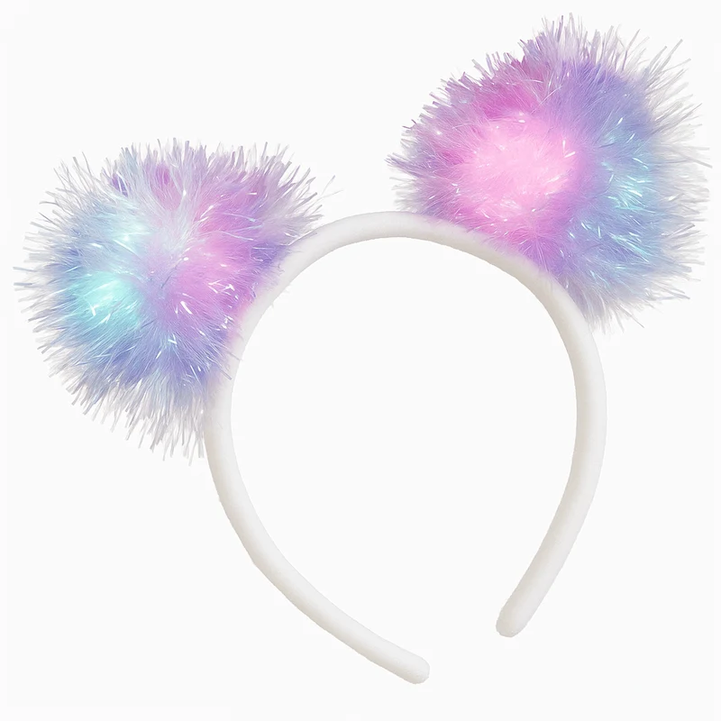Pom Pom Tinsel Light-Up Headband, 1 Count