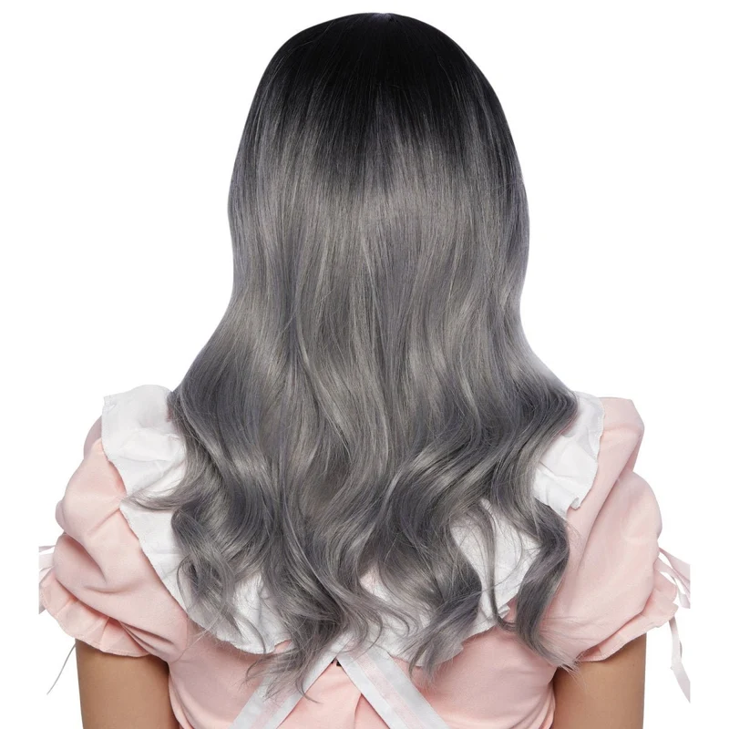 Sakaki Black and Grey Wavy Mid Length Wig for Adults