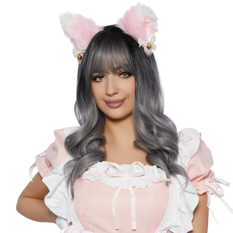 Sakaki Black and Grey Wavy Mid Length Wig for Adults
