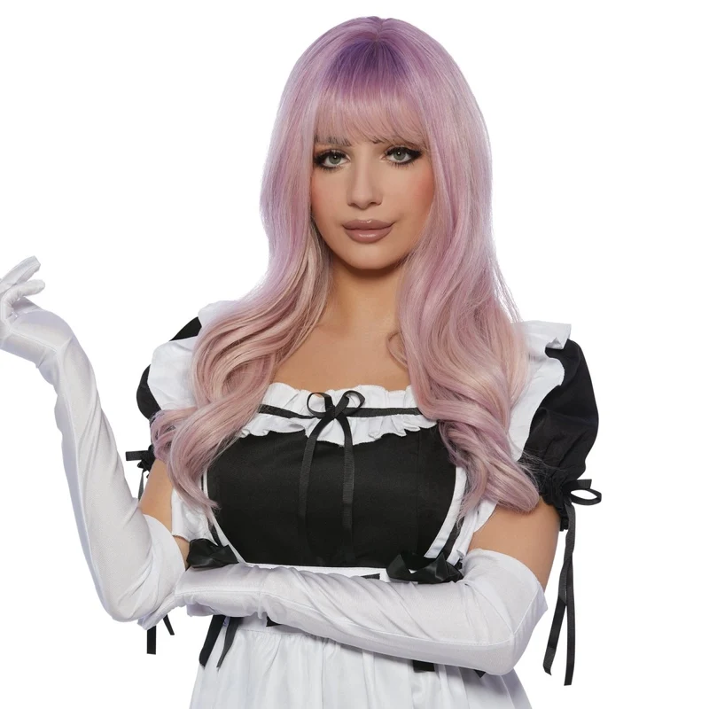 Hana Pink Wavy Long Wig for Adults