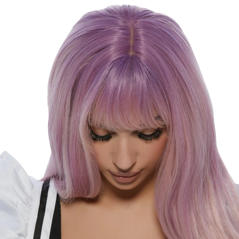 Hana Pink Wavy Long Wig for Adults