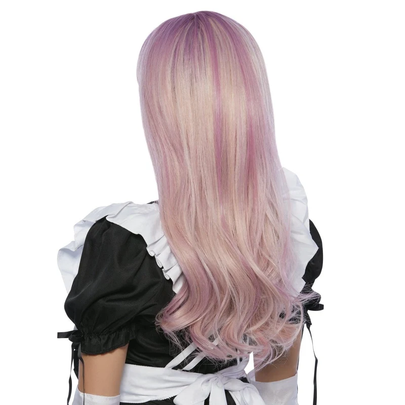 Hana Pink Wavy Long Wig for Adults