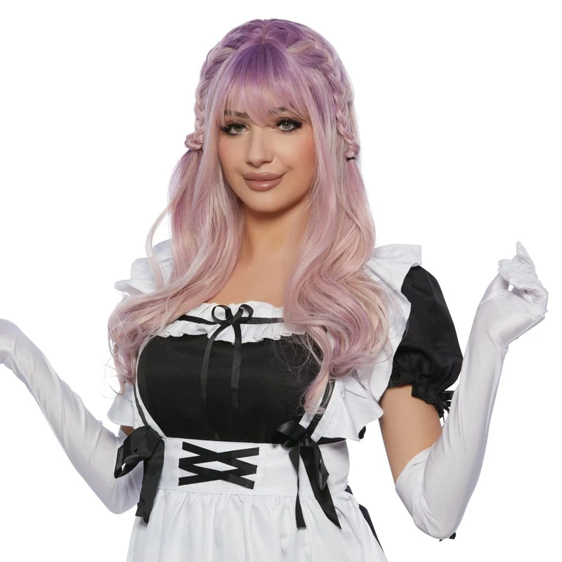 Hana Pink Wavy Long Wig for Adults