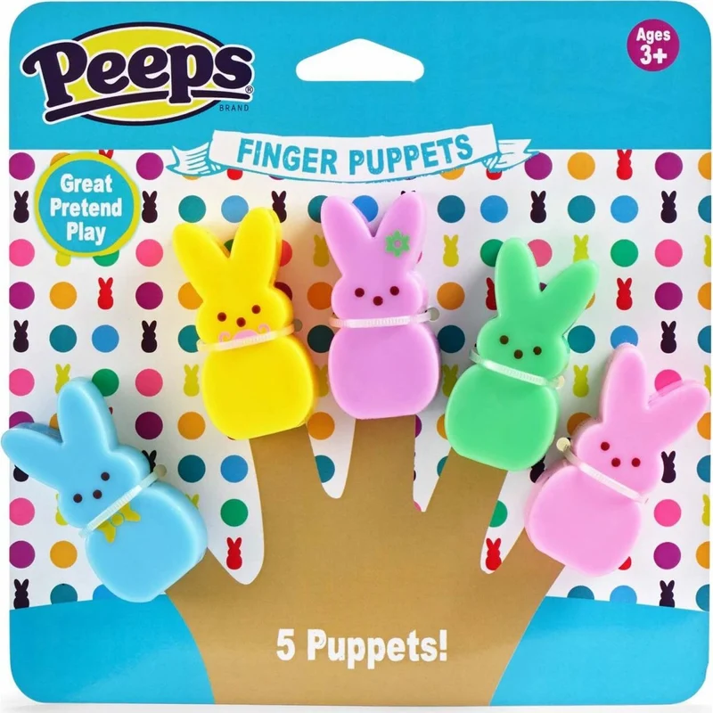 Peeps Easter Bunny Finger Puppets, 5 Count
