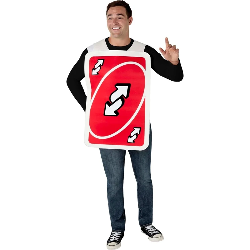 Red Uno Reverse Card Costume for Adults