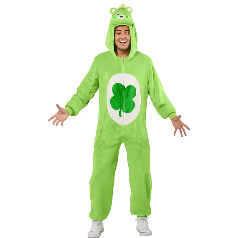 Care Bears Good Luck Bear Costume for Adults, Green Jumpsuit with Hood