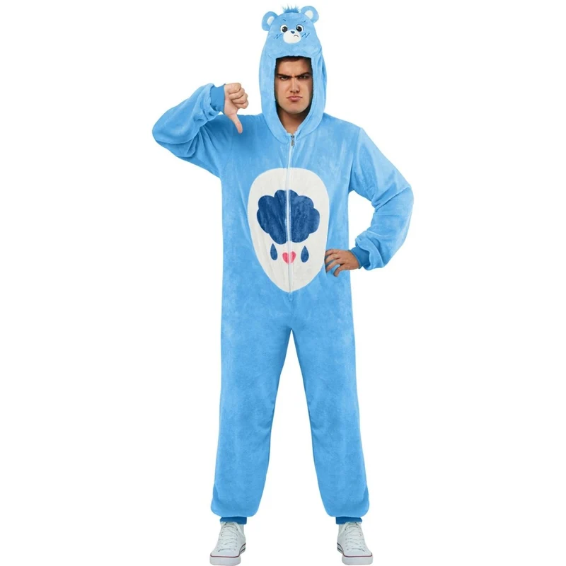 Care Bears Grumpy Bear Costume for Adults, Blue Jumpsuit with Hood