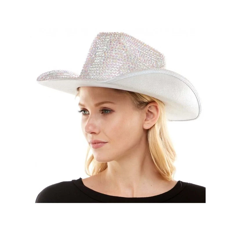 White Rhinestone Cowboy Hat for Adults
