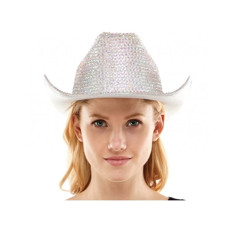 White Rhinestone Cowboy Hat for Adults