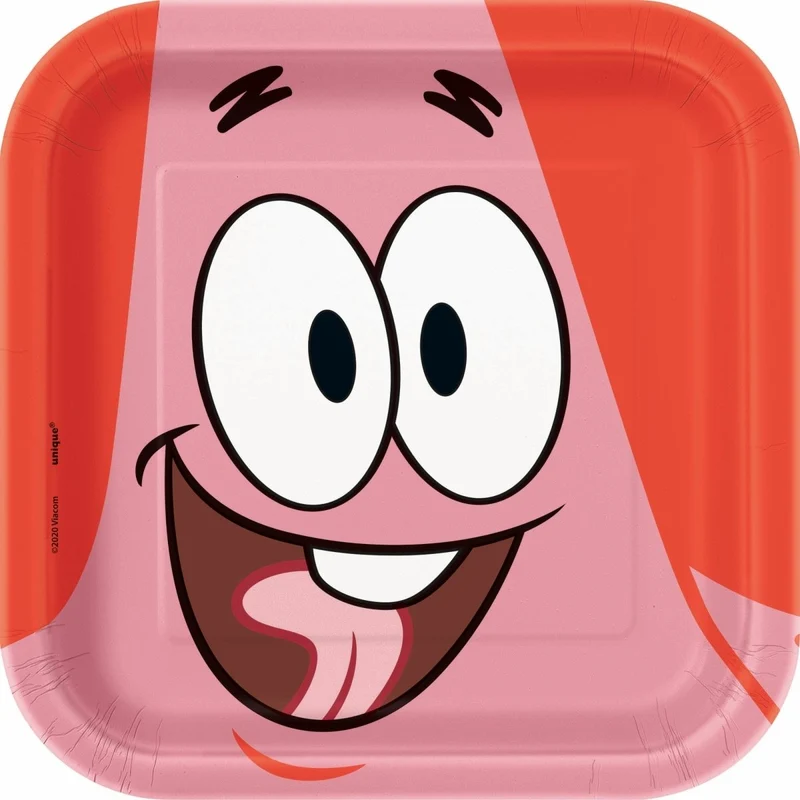 SpongeBob SquarePants Small Square Dessert Paper Plates, 7 Inches, 8 Count