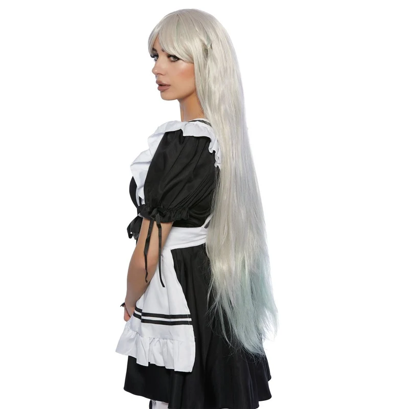 Yakumo Grey and Green Long Wig for Adults