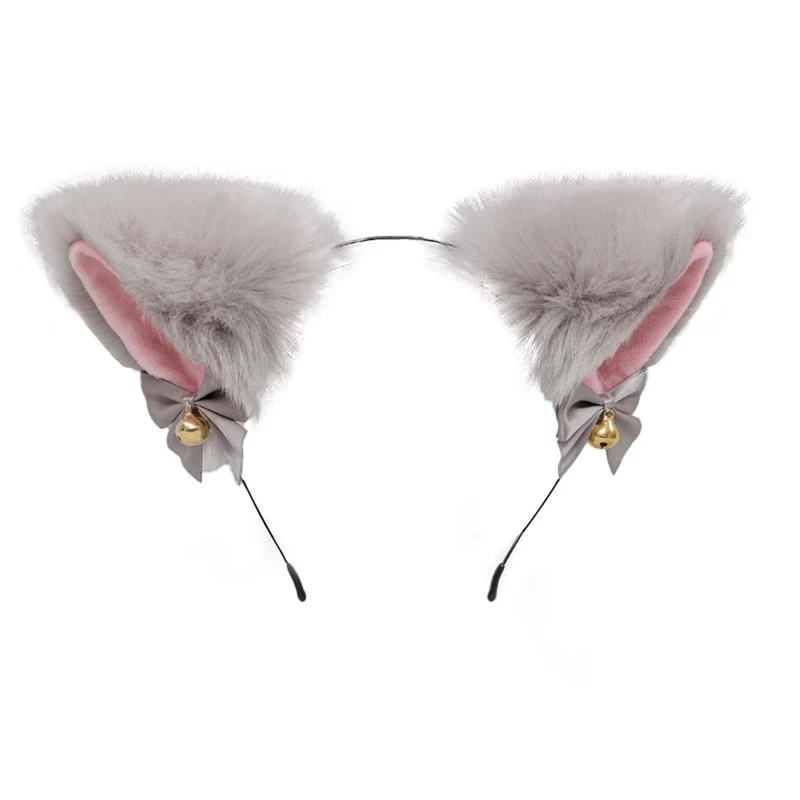 Grey and Pink Cat Ears Headband for Adults