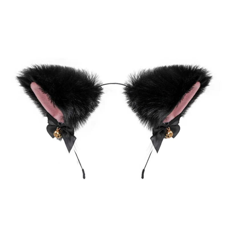 Black and Pink Cat Ears Headband for Adults