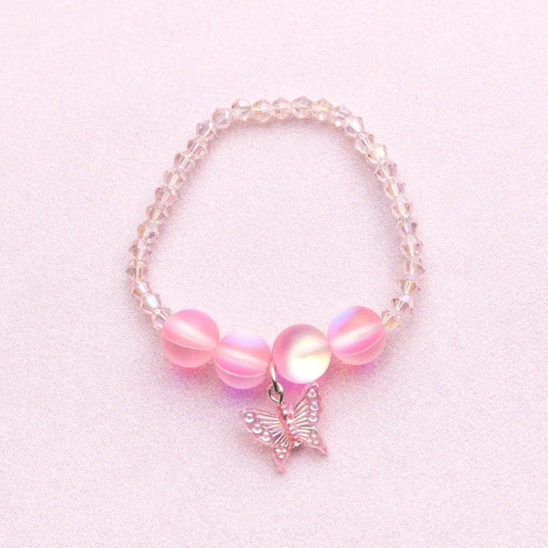 Boutique Pink Butterfly Crystal Bracelet for Kids, 1 Count