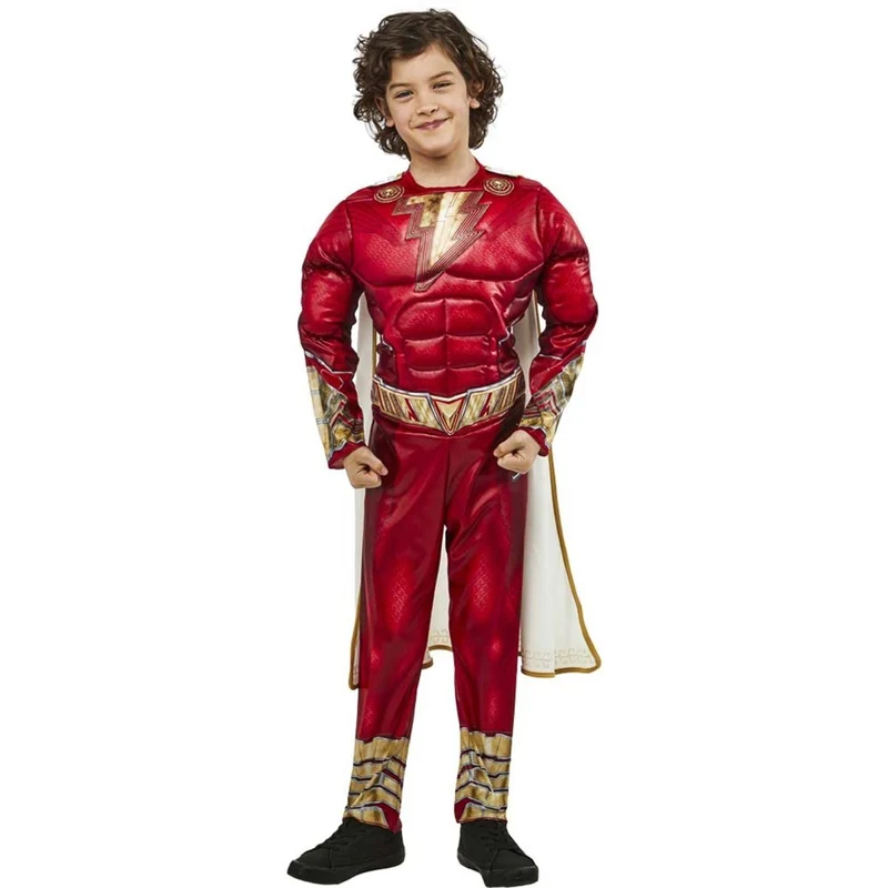 DC Shazam Costume for Kids, Red Padded Jumpsuit with Cape
