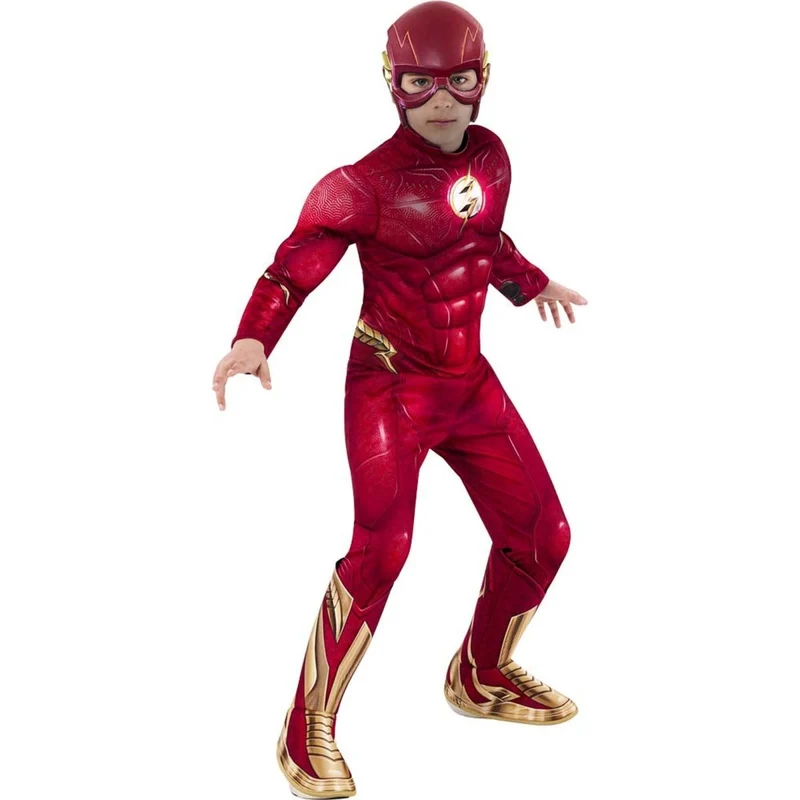 DC The Flash Costume for Kids, Red Padded Jumpsuit