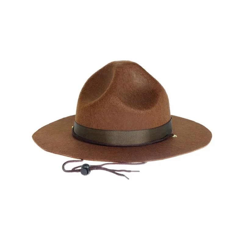 Dark Brown Felt Ranger Hat Costume Accessory for Adults