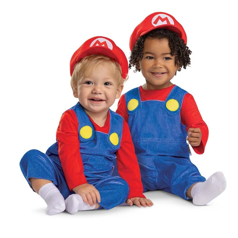 Nintendo Super Mario Bros Mario Costume for Babies, Red and Blue Jumpsuit