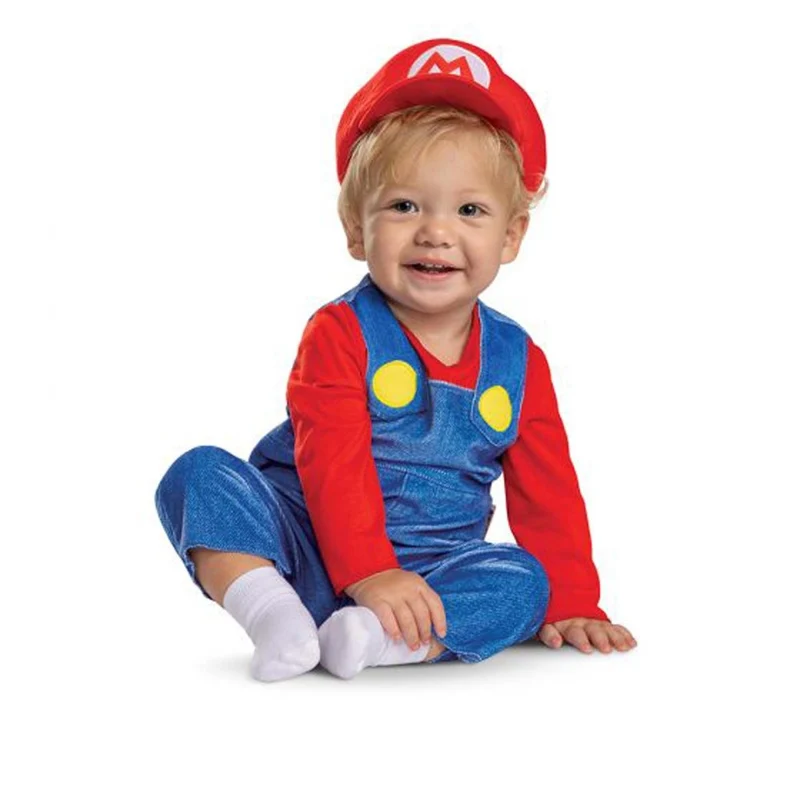 Nintendo Super Mario Bros Mario Costume for Babies, Red and Blue Jumpsuit