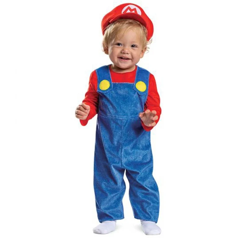 Nintendo Super Mario Bros Mario Costume for Babies, Red and Blue Jumpsuit