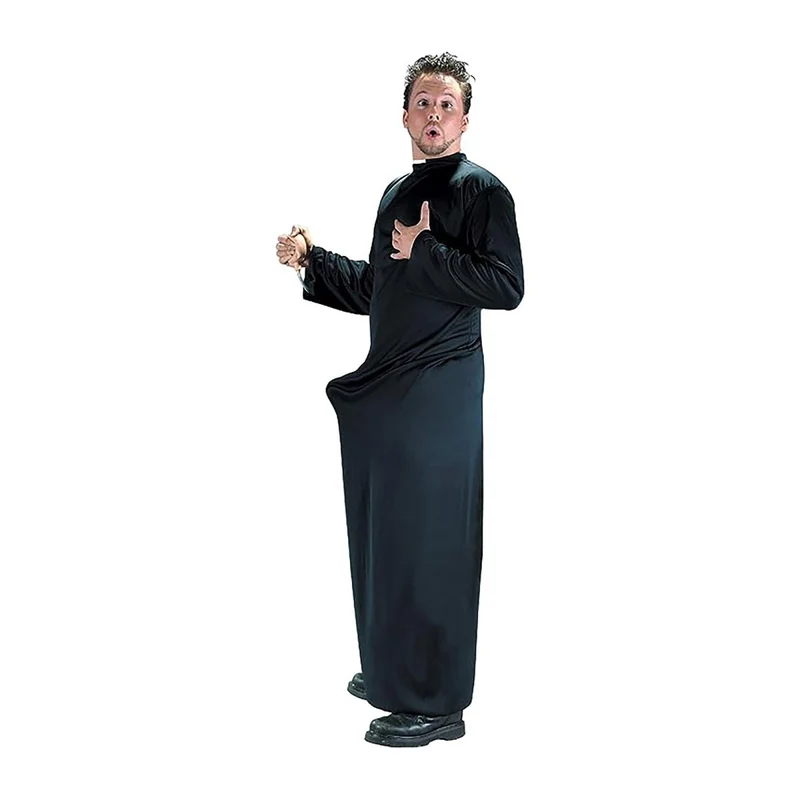 Funny Priest Keep Up the Faith Costume for Adults, Black Robe