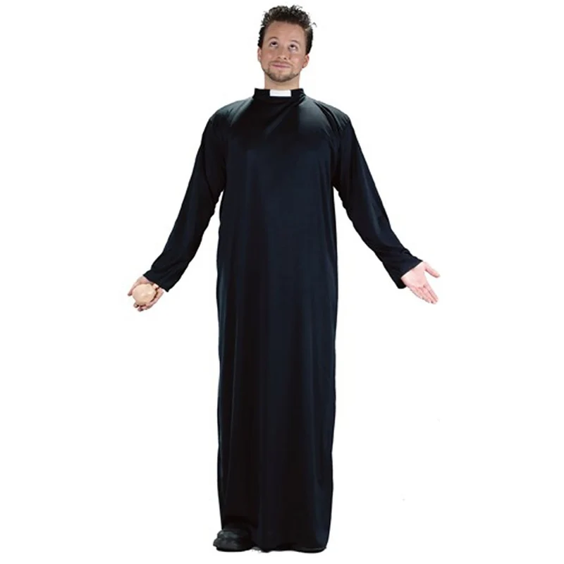 Funny Priest Keep Up the Faith Costume for Adults, Black Robe