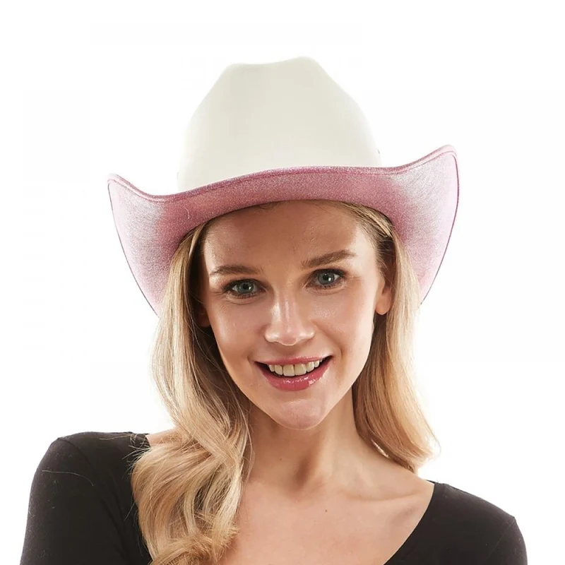 White and Pink Cowboy Hat for Adults, 1 count