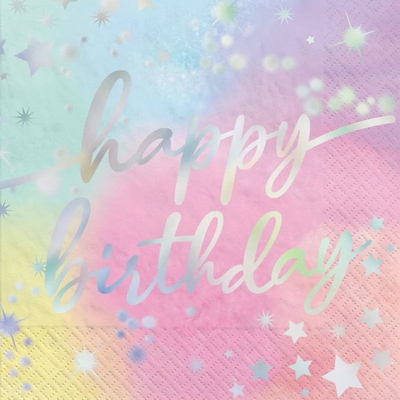 Luminous Birthday Large Lunch Napkins, 16 Count