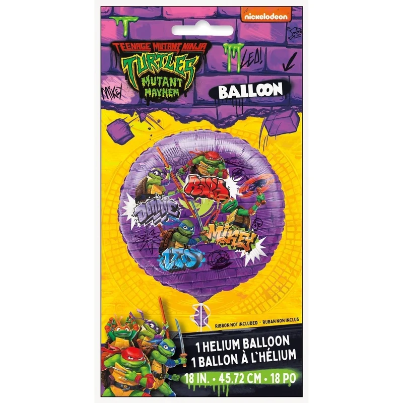 Ninja Turtles: Mutant Mayhem Purple Round Foil Balloon, 18 Inches, 1 Count