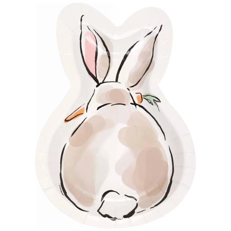 Dainty Easter Large Bunny Shaped Lunch Paper Plates, 9 Inches, 8 Count