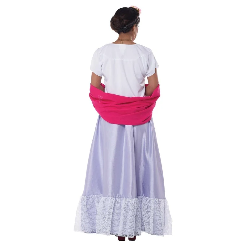 Frida Kahlo Costume for Adults, White Blouse and Purple Skirt