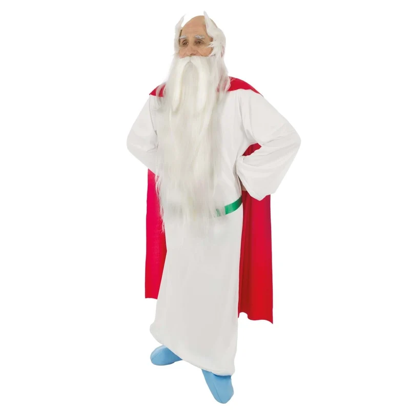 The Gallic Druid Panoramix Costume for Adults, Asterix and Obelix, White Robe