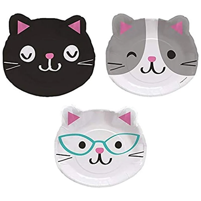 Purr-fect Party Large Lunch Paper Plates, 9 inches, 8 Count