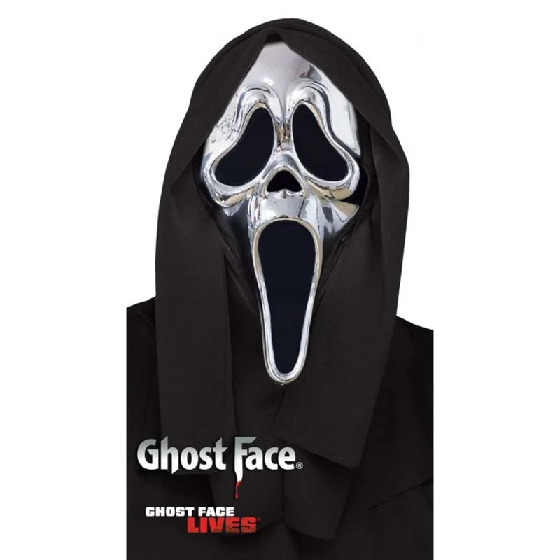 Scream Ghost Face Mask for Adults, Silver Chrome