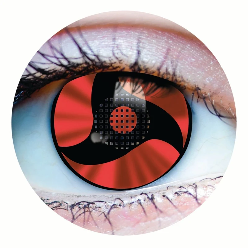 PRIMAL® Itachi Uchiha Mangekyou Sharingan - Red Cosplay Coloured Contact Lenses, 3 Month Usage