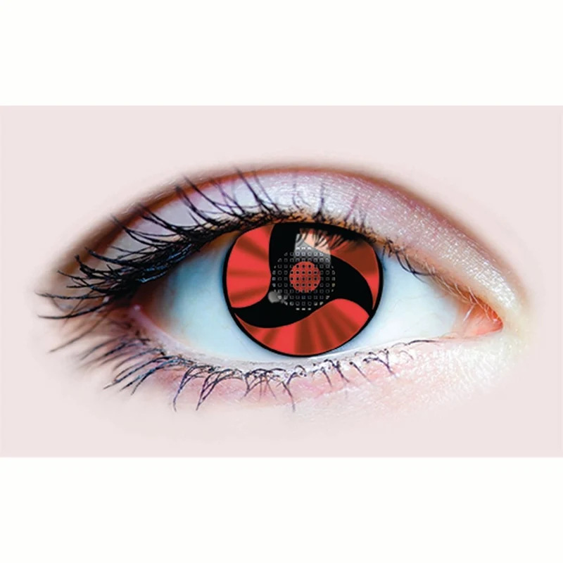 PRIMAL® Itachi Uchiha Mangekyou Sharingan - Red Cosplay Coloured Contact Lenses, 3 Month Usage