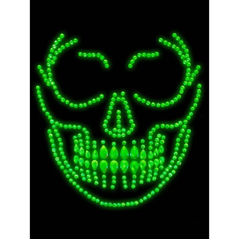 Glow-in-the-Dark Skull Adhesive Face Jewels, 1 Count